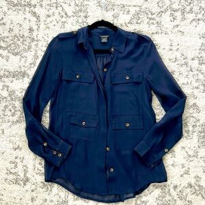 Club Monaco Navy Military Button Down XS